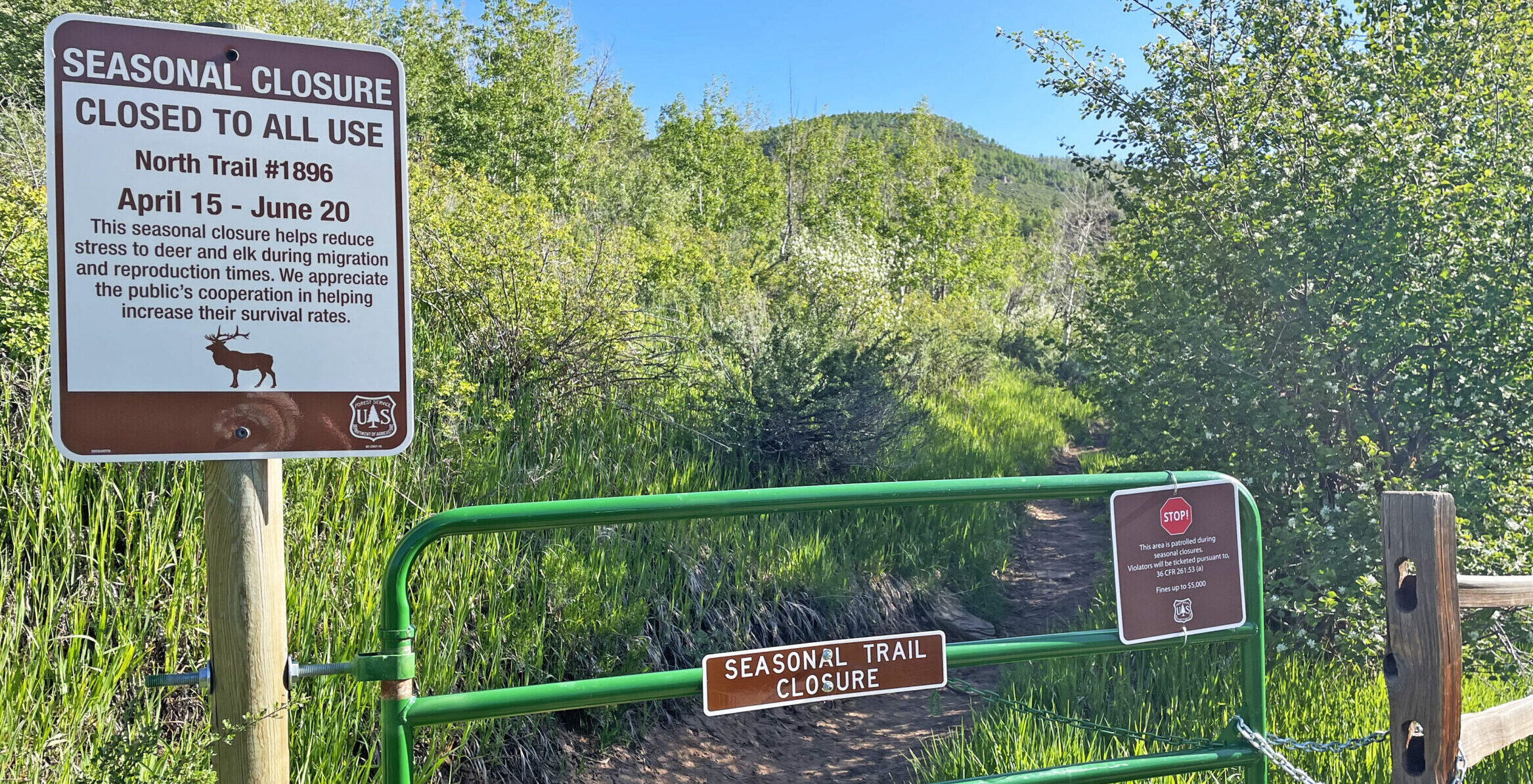 Seasonal wildlife closure sign