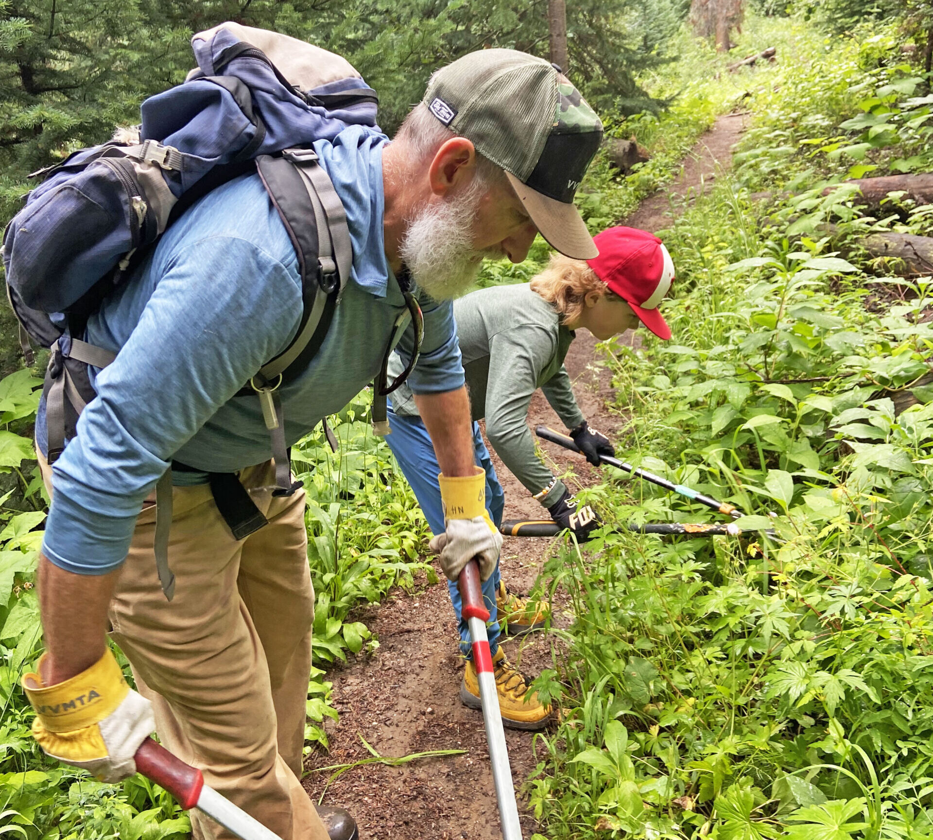 VVMTA Adopt A Trail Eagle County volunteers clearing overgrowth on an Eagle County trail